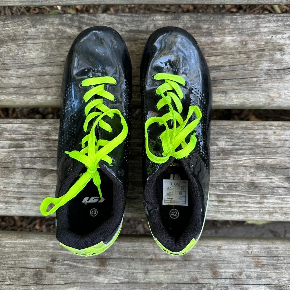 Louis Garneau LGS Cycling Shoes Black & Neon Yellow Road Bike EU 42/43‎ US Sz 9